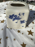 Blue and White Ceramic Tissue Holder