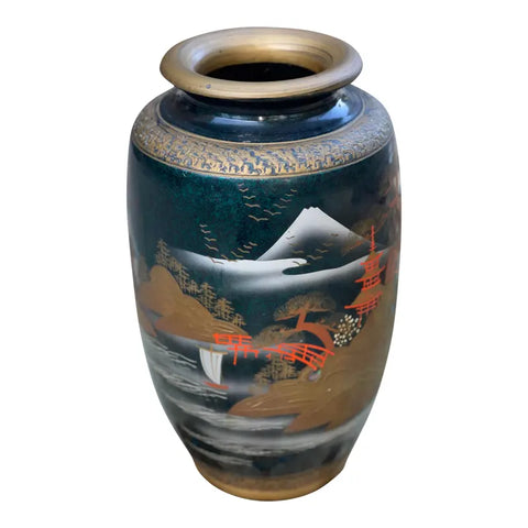 1950s Asian Hand Painted Urn