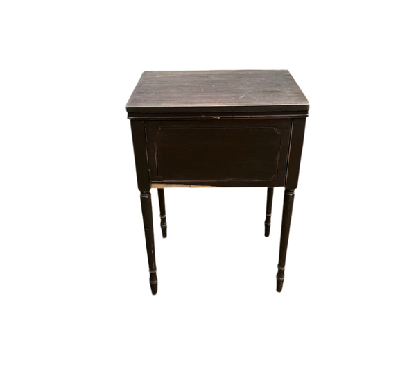 1970s Vintage Wooden Sewing Table With Canned Bottom, Flip Top