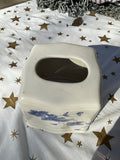 Blue and White Ceramic Tissue Holder