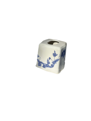 Blue and White Ceramic Tissue Holder