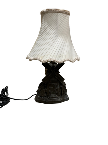 Small Vintage Metal Windmill Style Lamp with Shade