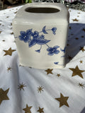 Blue and White Ceramic Tissue Holder