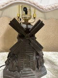 Small Vintage Metal Windmill Style Lamp with Shade