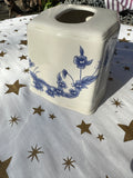 Blue and White Ceramic Tissue Holder