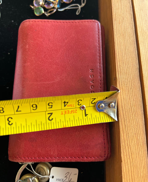 小物 OLD COACH Folding wallet leather red Vintage COACH Red Leather Wallet Silver Snap Buckle Bi-Fold