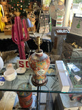 1970s Asian Style Detailed Ceramic Lamp