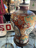 1970s Asian Style Detailed Ceramic Lamp