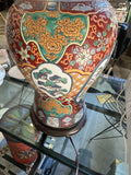 1970s Asian Style Detailed Ceramic Lamp