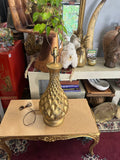 1970s Vintage Colossal Jo Wallis Gold Lamp- Signed By Artist