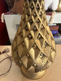 1970s Vintage Colossal Jo Wallis Gold Lamp- Signed By Artist