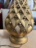 1970s Vintage Colossal Jo Wallis Gold Lamp- Signed By Artist