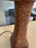 Small Vintage Wicker and Wooden Table Lamp