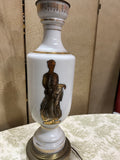 White Ceramic and Gold Figurative Lamp