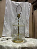 Vintage Glass Lamp with White Stripe Accents