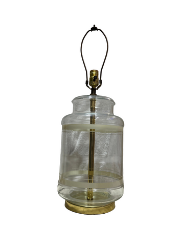 Vintage Glass Lamp with White Stripe Accents