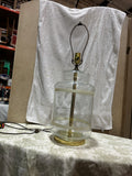 Vintage Glass Lamp with White Stripe Accents