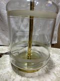 Vintage Glass Lamp with White Stripe Accents