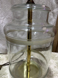 Vintage Glass Lamp with White Stripe Accents