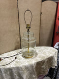Vintage Glass Lamp with White Stripe Accents