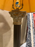 Simple Tall Vintage Table Lamp with Gold Accents and Shade