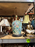 Vintage Asian Blue Hand Painted Table Lamp