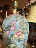 Vintage Asian Blue Hand Painted Table Lamp
