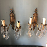 1940s French Crystal Sconces - a Pair - FREE SHIPPING!