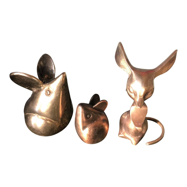 Mid-century Brass Mice Vintage Brass Animal Figurines 