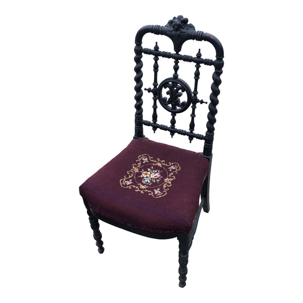 Antique embroidered chair sales