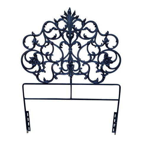 Antique Italian Twin Ebonized Metal Headboard - FREE SHIPPING!