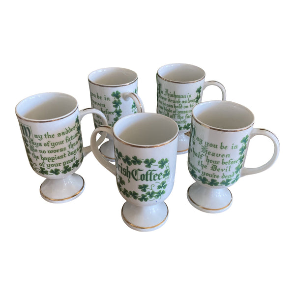 Set of Six Vintage Hall Irish Coffee Mugs 