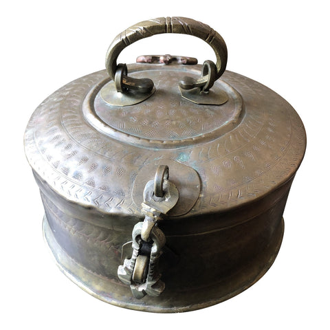 1900s Traditional Hand Hammered Brass Box With Latch