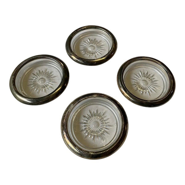 Vintage Silver-Tone Metal Rimmed Sun Coasters- Set of 4 – Fig House Vintage