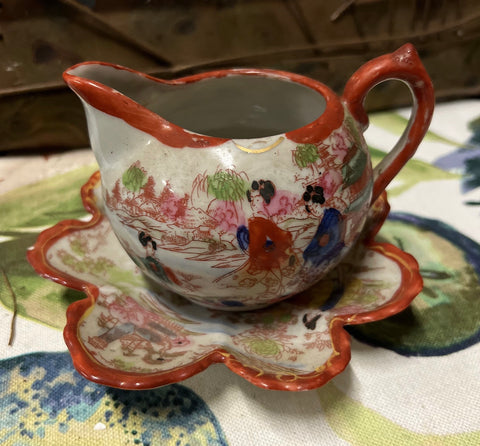 Chinoiserie Painted Teapot and Flower Plate