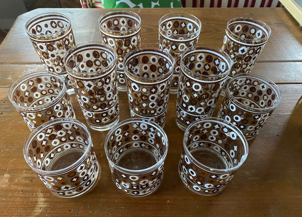 Drinking Shot Glass Set with Metal Holder, 1950s for sale at Pamono