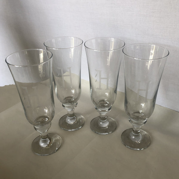 Tall Monogrammed H Drinking Glasses - Set of 4 – Fig House Vintage