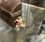 Heavy Metal Chest Style Doorstop With Teddy Bear Accents