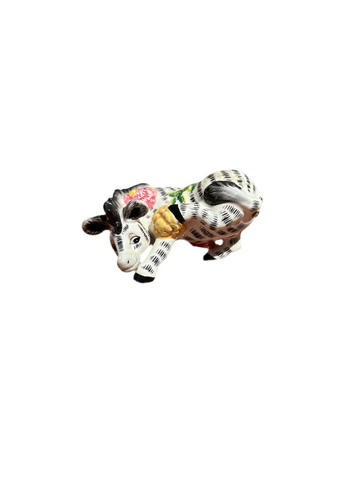 Small Ceramic Zebra With Floral Details