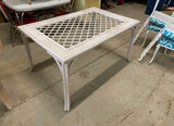 Vintage White Wicker Boho Dining Table