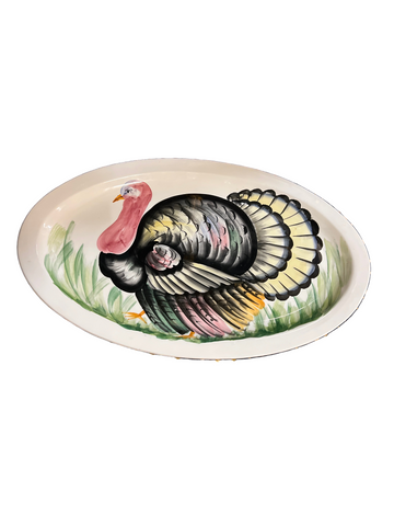 Large Italian Hand Painted Turkey Platter