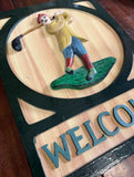 Vintage Wooden Golf Welcome Sign