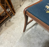 Wooden Mid Century Modern Carved Needlepoint Chair