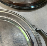 Pair of Large Round Silver Etched Serving Trays