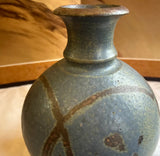 Vintage Blue Asian Abstract Pottery Vase