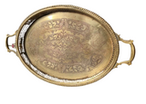 1970s Heavy Brass Etched Detailed Decorative Tray
