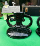 Black Milk Glass Pair of Candleholders