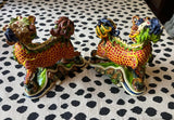 Pair of Small Asian Colorful Ceramic Foo Dog Decorative Pieces