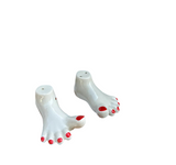 Pair of Feet Salt and Pepper Shakers With Red Painted Nails