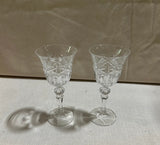 Trio of Detailed Etched Crystal Champagne Glasses